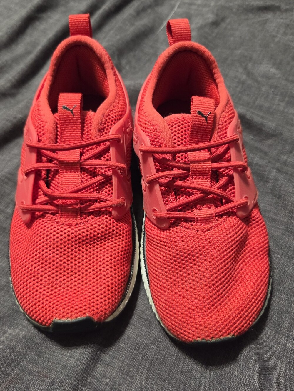 PUMA Kids Size 9C Red Athletic Sneakers Slip On Bungee Lace Shoes